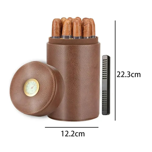 Leather Travel Cigar Humidor with Hygrometer