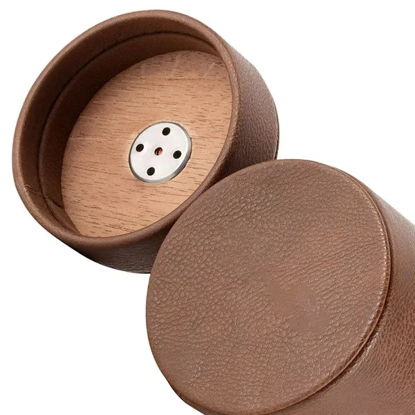 Leather Travel Cigar Humidor with Hygrometer
