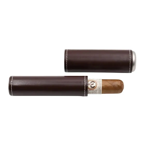 Portable Genuine Leather Single Cigar Travel Tube Case