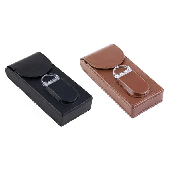 Genuine Leather Cigar Case Humidor with Cutter