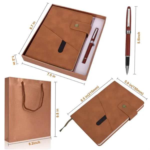 A5 Leather Journal Notebook Set with Pen & Gift Bag