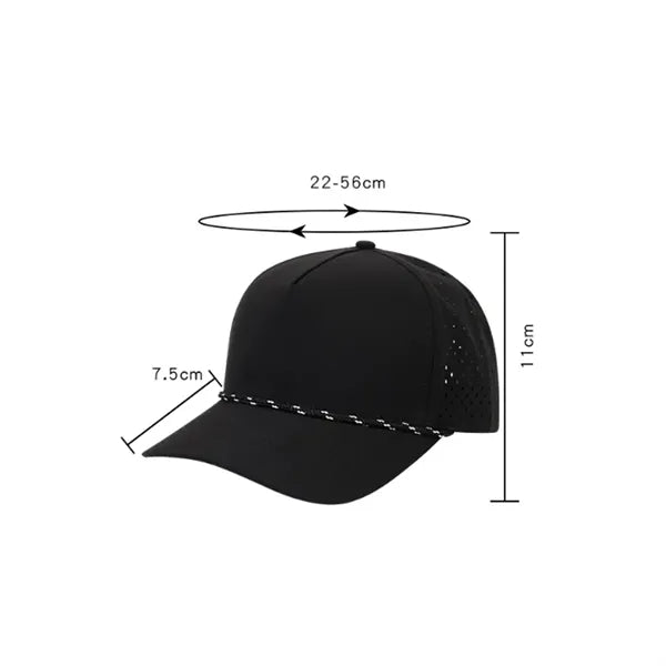 Quick-Dry Laser Cut Ventilated Sport Cap with Rope Trim