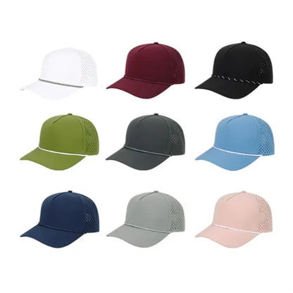 Quick-Dry Laser Cut Ventilated Sport Cap with Rope Trim