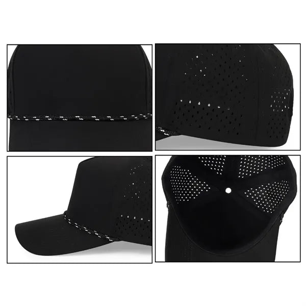 Quick-Dry Laser Cut Ventilated Sport Cap with Rope Trim