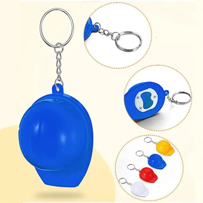 Promotional Construction Hard Hat Bottle Opener w/ Keychain