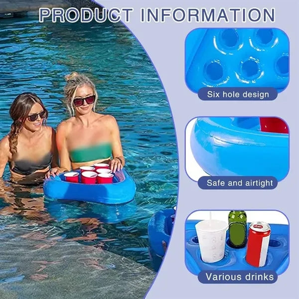 Pool party drinking game set holder floating beer pong rack