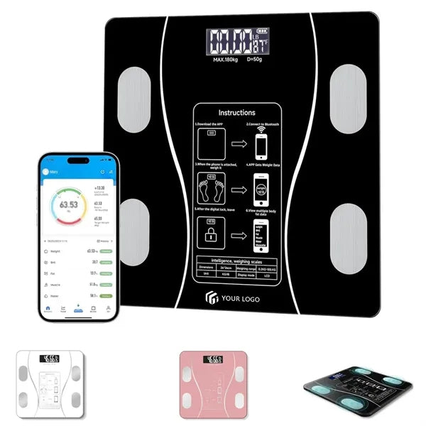 Large display rechargeable bathroom smart body fat scale