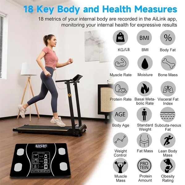 Large display rechargeable bathroom smart body fat scale