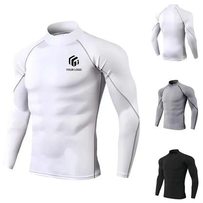 Long sleeve athletic workout tops men's compression shirts