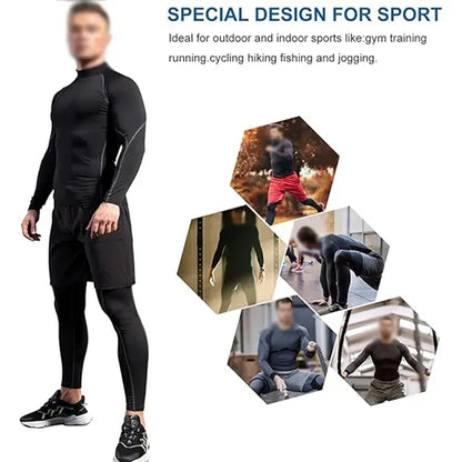 Long sleeve athletic workout tops men's compression shirts