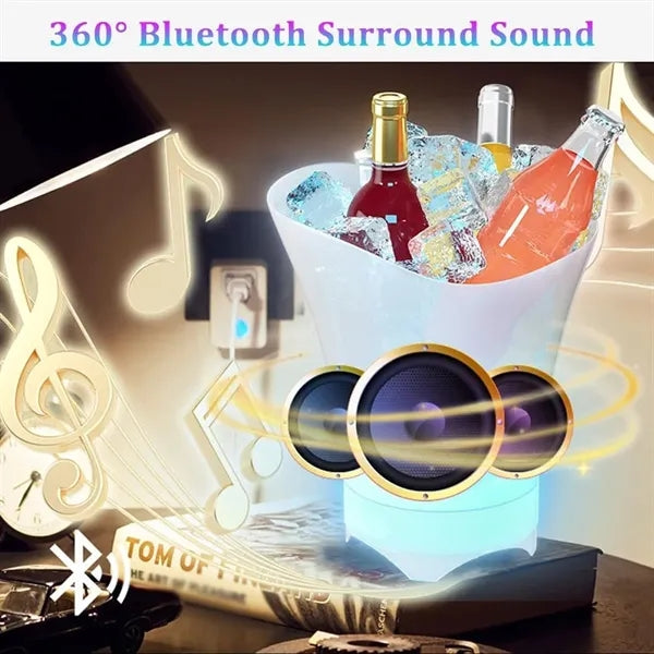 Large home bar beer LED ice bucket with bluetooth speaker