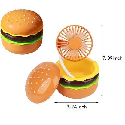 Folding portable rechargeable hamburger desk fan with mirror