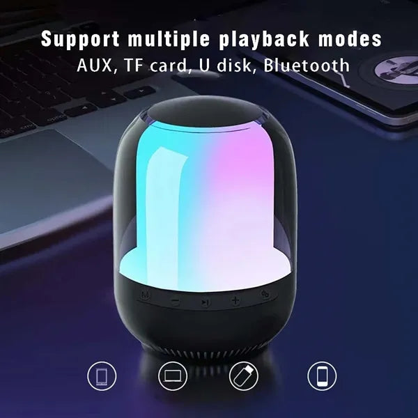 Portable wireless stereo bluetooth speaker with light show