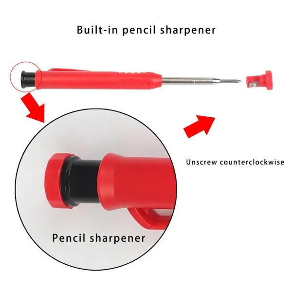 Long nosed deep hole solid construction carpenter pencil