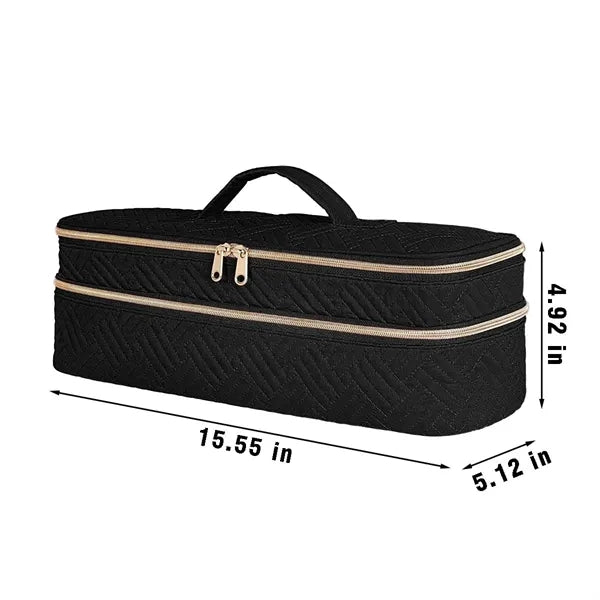 Portable double layer hair tools travel case organizer