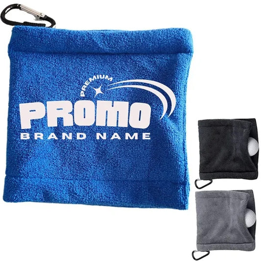 Towel With Carabiner For Golf Bag Club Accessories