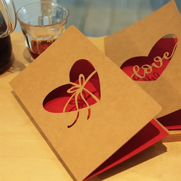 Anniversary kraft DIY envelopes hollow out greeting cards