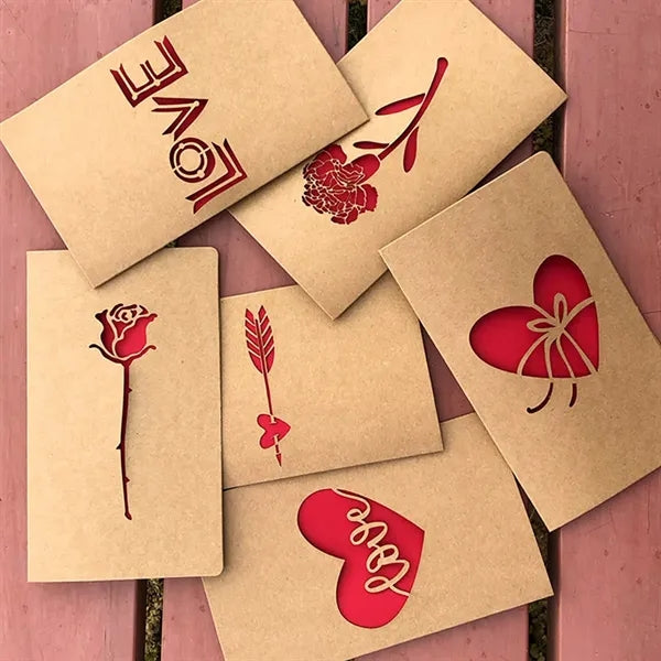 Anniversary kraft DIY envelopes hollow out greeting cards