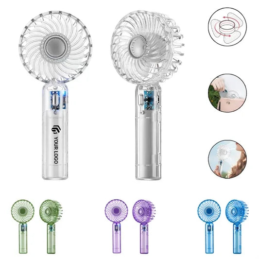 Outdoor travel mini portable handheld transparent USB fan