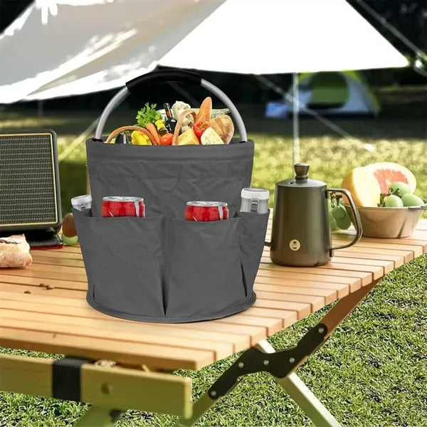 Foldable Outdoor Multi-Pocket Storage Basket with Handles