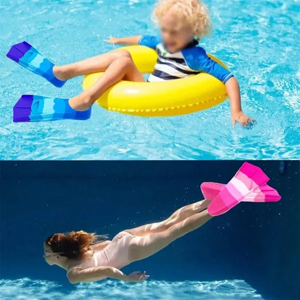 Kids adults comfortable silicone flippers swim training fins