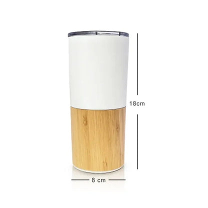 17Oz. Bamboo Base Stainless Steel Tumbler with Custom Logo