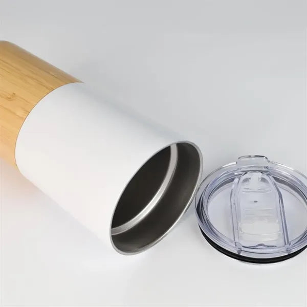 17Oz. Bamboo Base Stainless Steel Tumbler with Custom Logo
