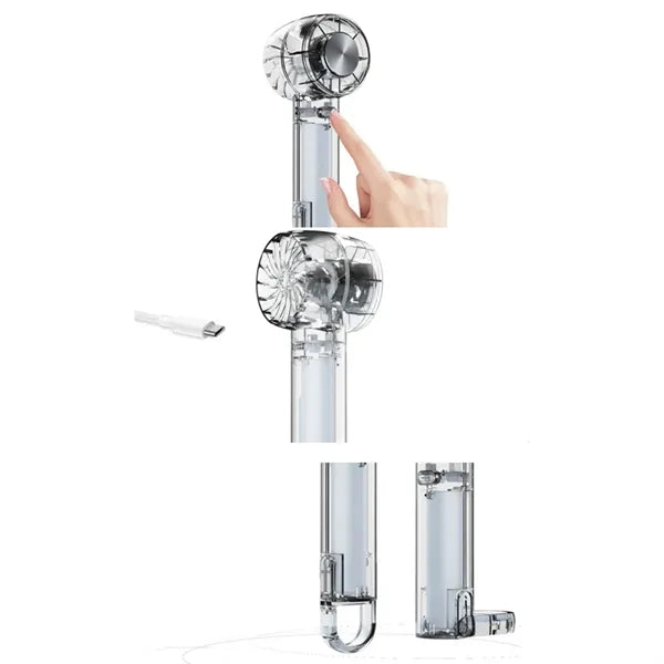 Transparent 3 speed travel beach cooling handheld turbo fan