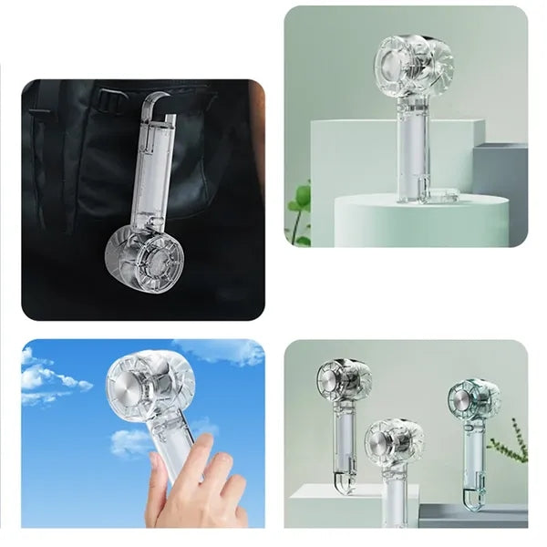Transparent 3 speed travel beach cooling handheld turbo fan