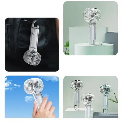 Transparent 3 speed travel beach cooling handheld turbo fan