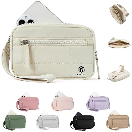 Portable card holder zipper purse wristlet wallet mini pouch