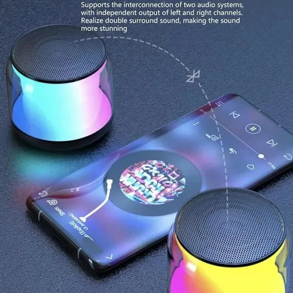 Mini TWS pairing car bluetooth speaker with colorful lights