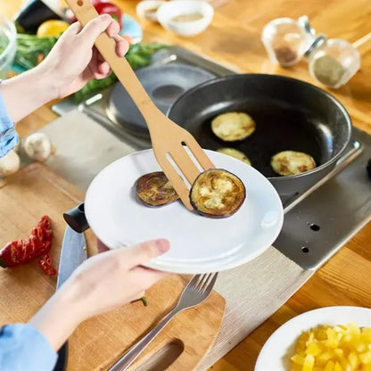 8 Piece Bamboo Cooking Utensil Set with Holder & Tongs