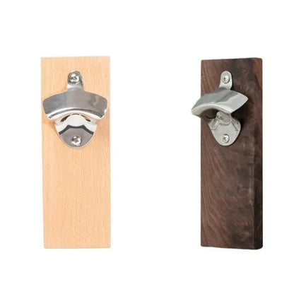 Wall Mounted Wooden Bottle Opener with Magnet Option