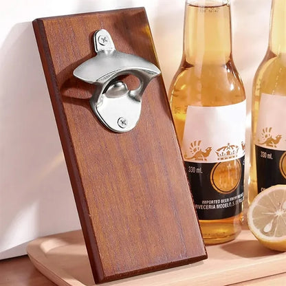 Wall Mounted Wooden Bottle Opener with Magnet Option
