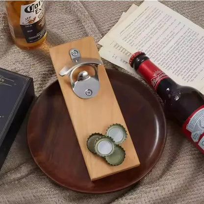 Wall Mounted Wooden Bottle Opener with Magnet Option