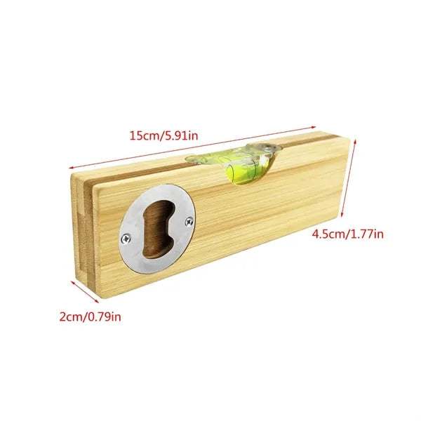 Bamboo Bottle Opener with Built-in Level