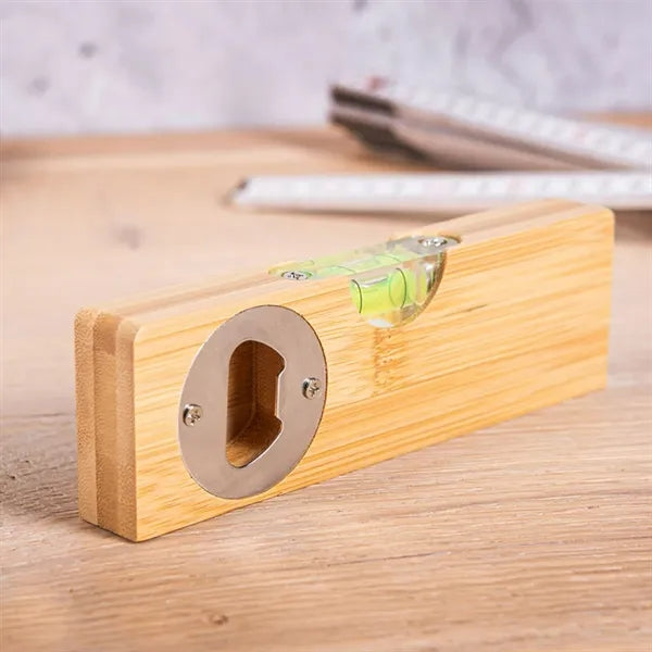 Bamboo Bottle Opener with Built-in Level