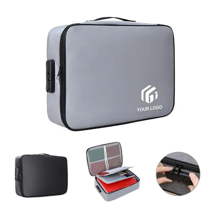 Portable fireproof waterproof document organizer with lock