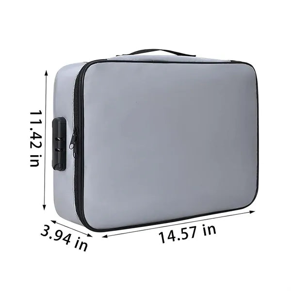 Portable fireproof waterproof document organizer with lock