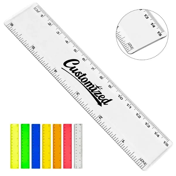 6'' Customizable Dual Scale Plastic Ruler School Promotions