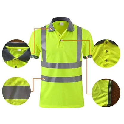 Reflective Safety Polo Workwear Quick-Dry T-Shirt Clothes