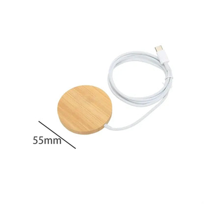 15W Bamboo MagSafe Wireless Charger with Type-C Input