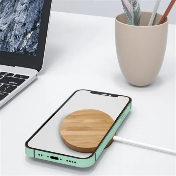 15W Bamboo MagSafe Wireless Charger with Type-C Input