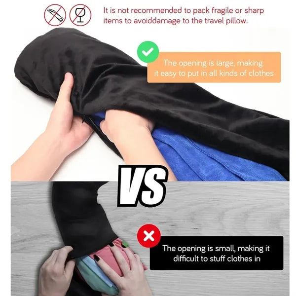 Travel Pillow Stuffable With Clothes