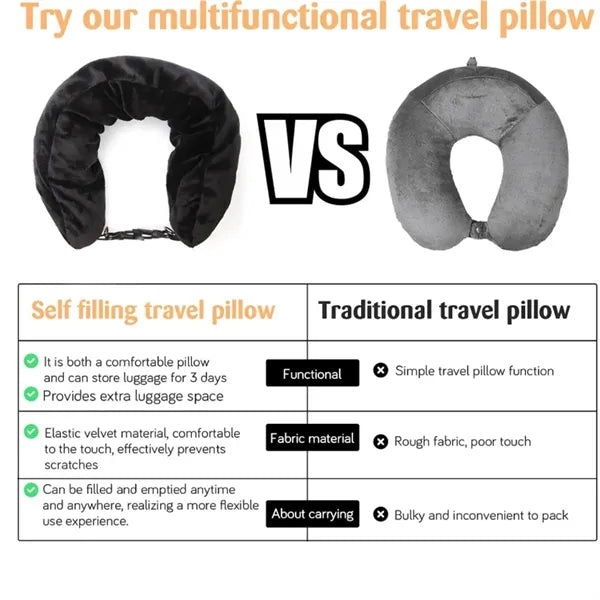 Travel Pillow Stuffable With Clothes