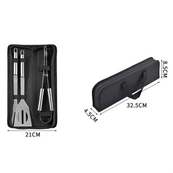 3 Piece Stainless Steel BBQ Tool Set with Carry Case