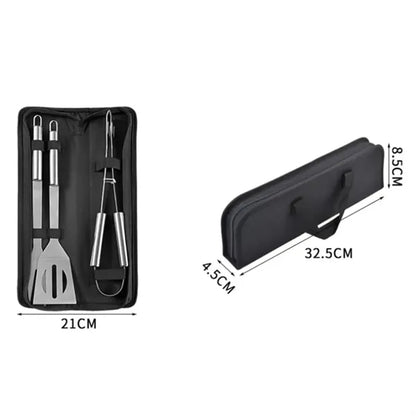 3 Piece Stainless Steel BBQ Tool Set with Carry Case