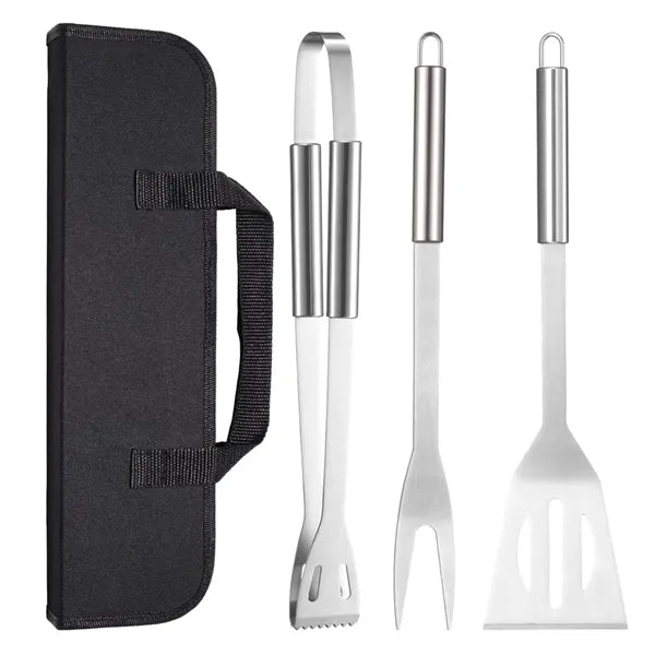 3 Piece Stainless Steel BBQ Tool Set with Carry Case