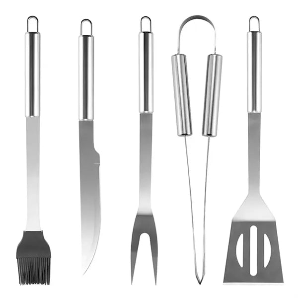 5 Piece Stainless Steel BBQ Tool Set with Carry Case